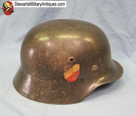  German WWII Army M1935 Double Decal Helmet, EF66 — image 4
