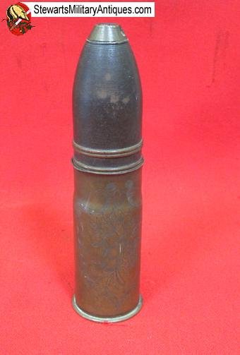  French WWI Trench Art 37mm Shell & Projectile, DEWAT — image 4