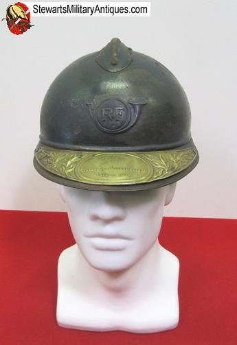  French WWI Adrian Helmet with Veterans Visor Plate — image 3