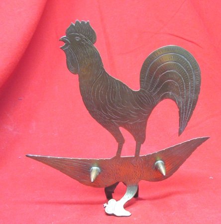  French WWI Trench Art Rooster & German Eagle Shell Brass Photo Prop,,  Jane A. Kimball Collection — image 2