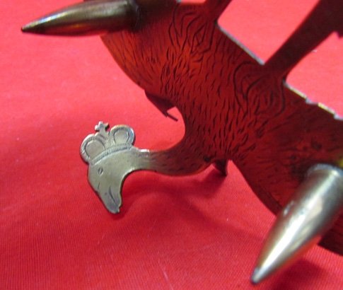  French WWI Trench Art Rooster & German Eagle Shell Brass Photo Prop,,  Jane A. Kimball Collection — image 3