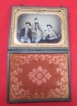 US Pre Civil War 1/4 Plate Tinted Ambrotype, Group Photo