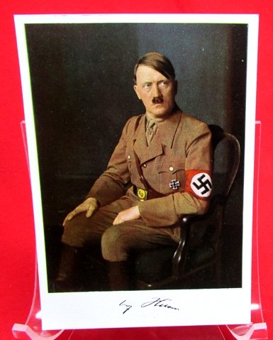  German WWII Postcard, Seated Hitler, Full Color — image 2