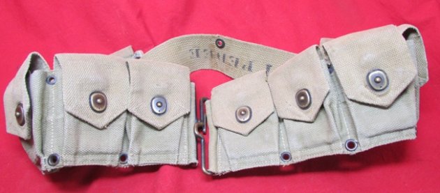  US WWII USMC M1923 Riflemans Cartridge Belt, Identified — image 2