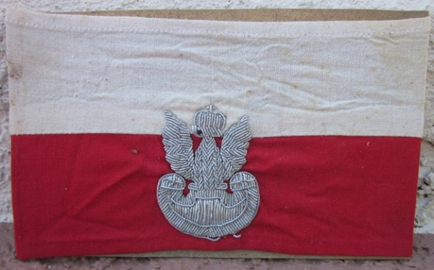  Polish Post WWII Veteran Wear, Home Guard Armband, Bullion Eagle — image 2