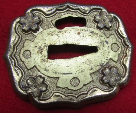  Japanese WWII Era Sword Tsuba, Gilded Brass — image 3