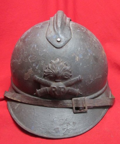 French WWI Adrian Pattern Artillery Helmet, Complete — image 2