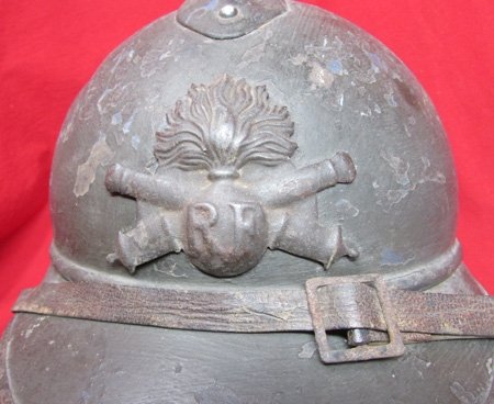 French WWI Adrian Pattern Artillery Helmet, Complete — image 3