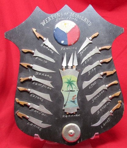 Filipino WWII-Vietnam Era Souvenir, Weapons of Moroland Philippines Wall Plaque — image 2