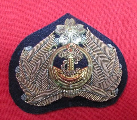 Japanese WWII Imperial Navy Officers Bullion Hat Insignia — image 2