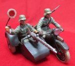 German WWII Type Composition Toy Motorcycle & Sidecar