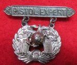 US Post WWII USMC Pistol Expert Badge, Sterling