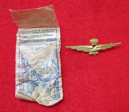 Italian WWII Pilots Wings, Maker Marked Reverse with Original Envelope — image 2