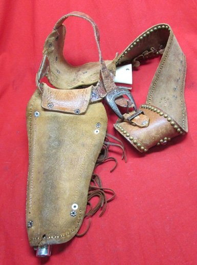 US 1950's Colt 1860 Army Toy Pistol &  Leather Holster, Hubley Mfg. — image 4