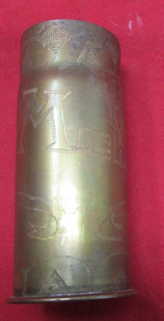 French WWI M1916 37 mm  Shell Casing, Trench Art, Kimball Collection — image 2