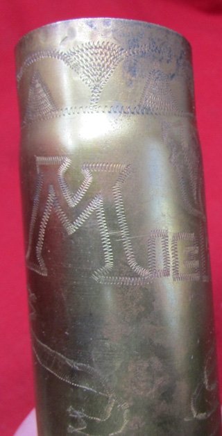 French WWI M1916 37 mm  Shell Casing, Trench Art, Kimball Collection — image 4
