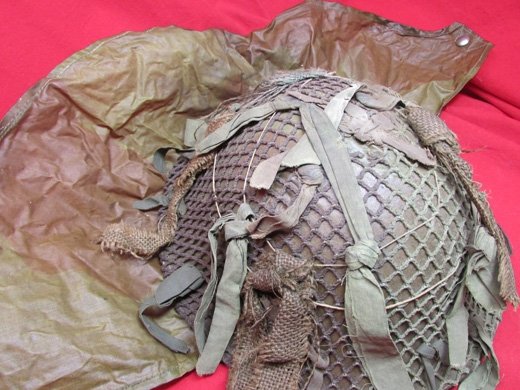 Canadian WWII Tommy Helmet, 1942 Camouflage Cover, Net & Scrim — image 3