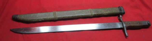 Japanese WWII Late Type 30 Bayonet, Wooden Scabbard, Toyoda Mfg. — image 5