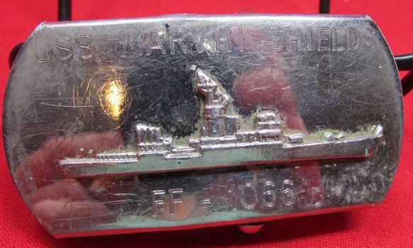 US Cold War Navy Trouser Buckle, USS Marvin Shields — image 2