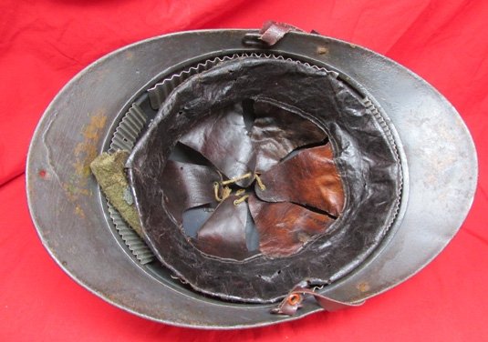 French WWI Adrian Infantry Helmet With Liner, Chinstrap & Veteran Visor Plate — image 6
