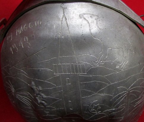 Italian WWII Large Capacity Aluminum Canteen, North Africa POW, Maggio 1943, Jane A. Kimball Collection — image 9