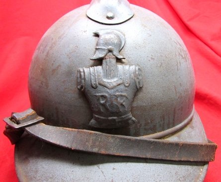 French WWI Adrian Helmet, Engineer Troops, Complete — image 2