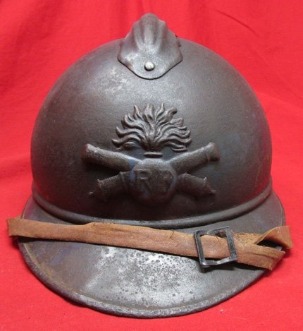 French WWI Adrian Pattern Artillery Helmet, Complete — image 2