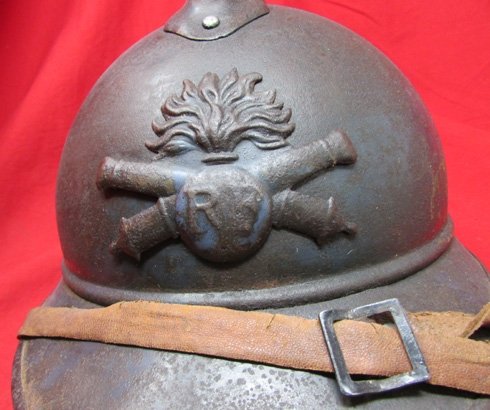 French WWI Adrian Pattern Artillery Helmet, Complete — image 3