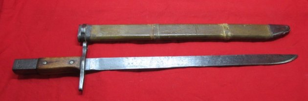 Japanese WWII Late Type 30 Bayonet, Wooden Scabbard, Toyoda Mfg. — image 3