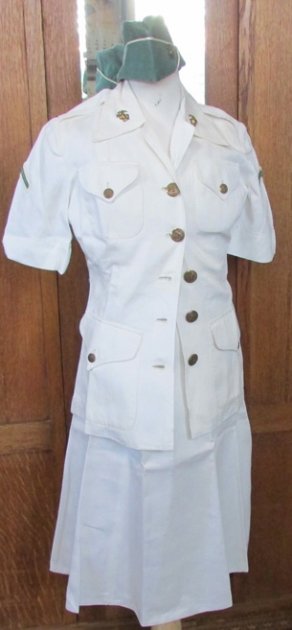  US WWII USMCWR, Woman's Marine White Summer Uniform & Garrison Hat, Identified — image 2