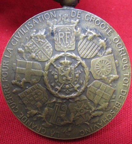  Belgian WWI Victory Medal & Ribbon, Paul Dubois Marked — image 4