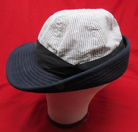  US WWII WAVES Enlisted Woman's Brimmed Hat, Navy Blue With a Seersucker Crown — image 4