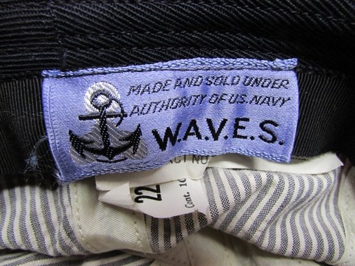  US WWII WAVES Enlisted Woman's Brimmed Hat, Navy Blue With a Seersucker Crown — image 5