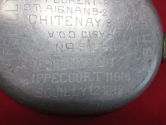  US WWI Trench Art Engraved Messkit, 114 F.S.BN, Radio Co. A. Roster & Locations, Kimball Collection — image 8