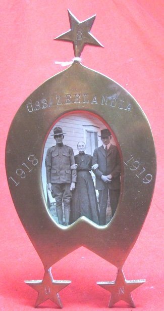  US WWI Trench Art Brass Picture Frame & Photo, Jane A. Kimball Collection — image 2