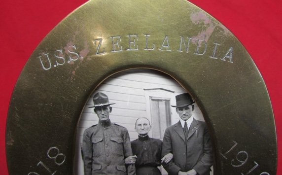  US WWI Trench Art Brass Picture Frame & Photo, Jane A. Kimball Collection — image 3