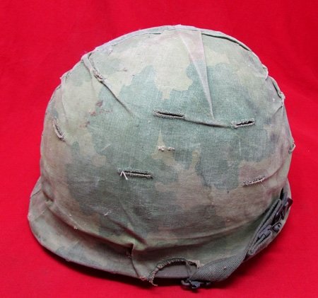  US Vietnam War GI Steel Airborne Helmet, 1965 Contract Helmet Cover — image 2