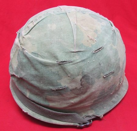  US Vietnam War GI Steel Airborne Helmet, 1965 Contract Helmet Cover — image 3