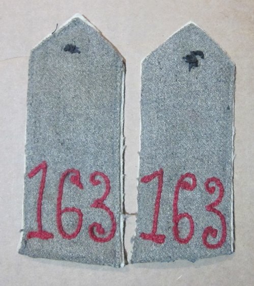  German WWI, Hollywood Shoulder Straps, 163rd Rgt, Pair — image 2