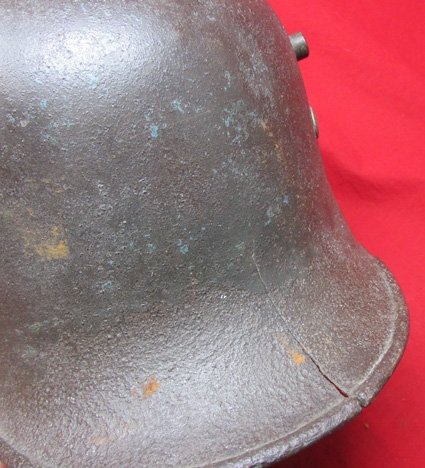  German WWII M1916 Pattern Steel Helmet Relic, SS & RZM Marked Skirt — image 3