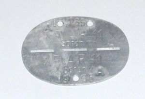 German Army Dog Tag - Artillery