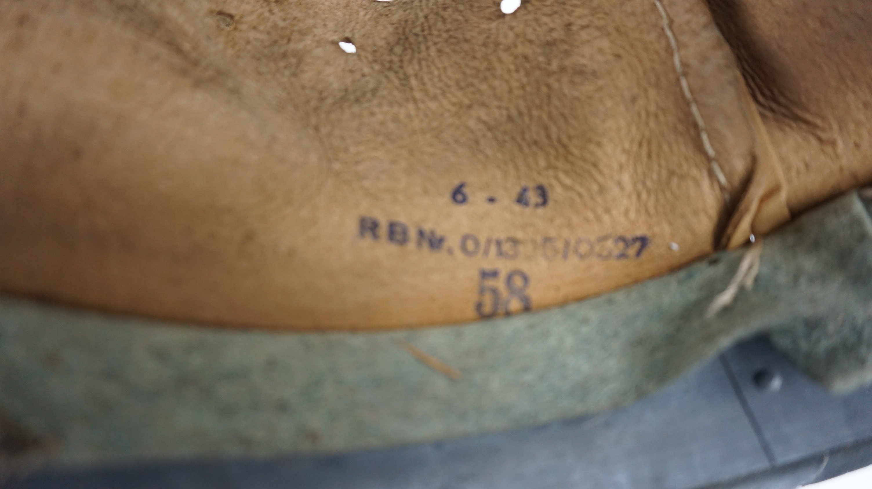 Wehrmacht Helmet Liner (Stahlhelm Innenfutter). Size 64.The leather is size '56' marked, — image 4