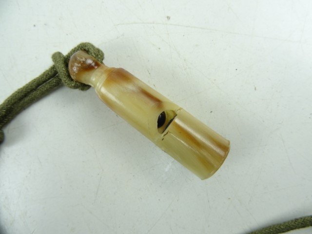 WEHRMACHT NCO White-coloured flute i.e. whistle that comes on its original cord as worn & found — image 2