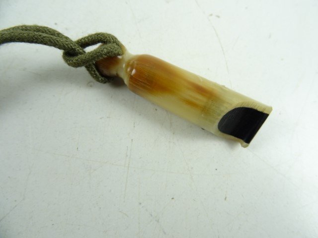 WEHRMACHT NCO White-coloured flute i.e. whistle that comes on its original cord as worn & found — image 3