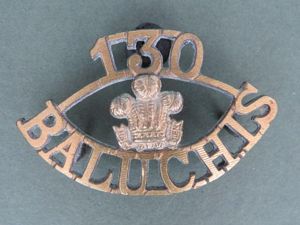 India Army 1902-1922 '130 BALUCHIS' Regiment Shoulder Title