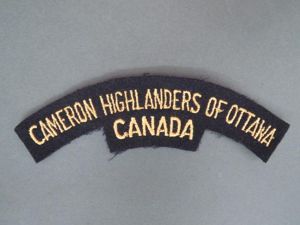 Canada Army Post WW2 The Cameron Highlanders of Ottawa Shoulder …