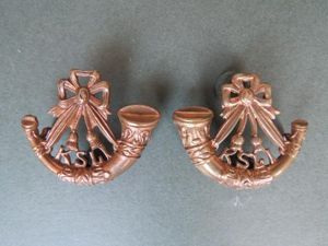 British Army The Kings Shropshire Light Infantry Collar Badges