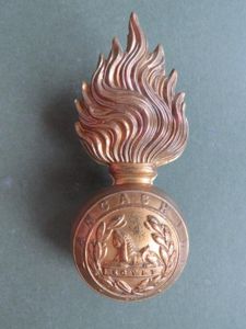 British Army Lancashire Fusiliers Fur Cap Grenade Badge