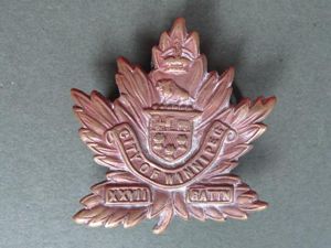 Canada WW1 Expeditionary Force 27th City of Winnipeg Battalion Cap …