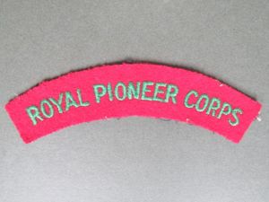 British Army Post WW2 Royal Pioneer Corps Shoulder Title
